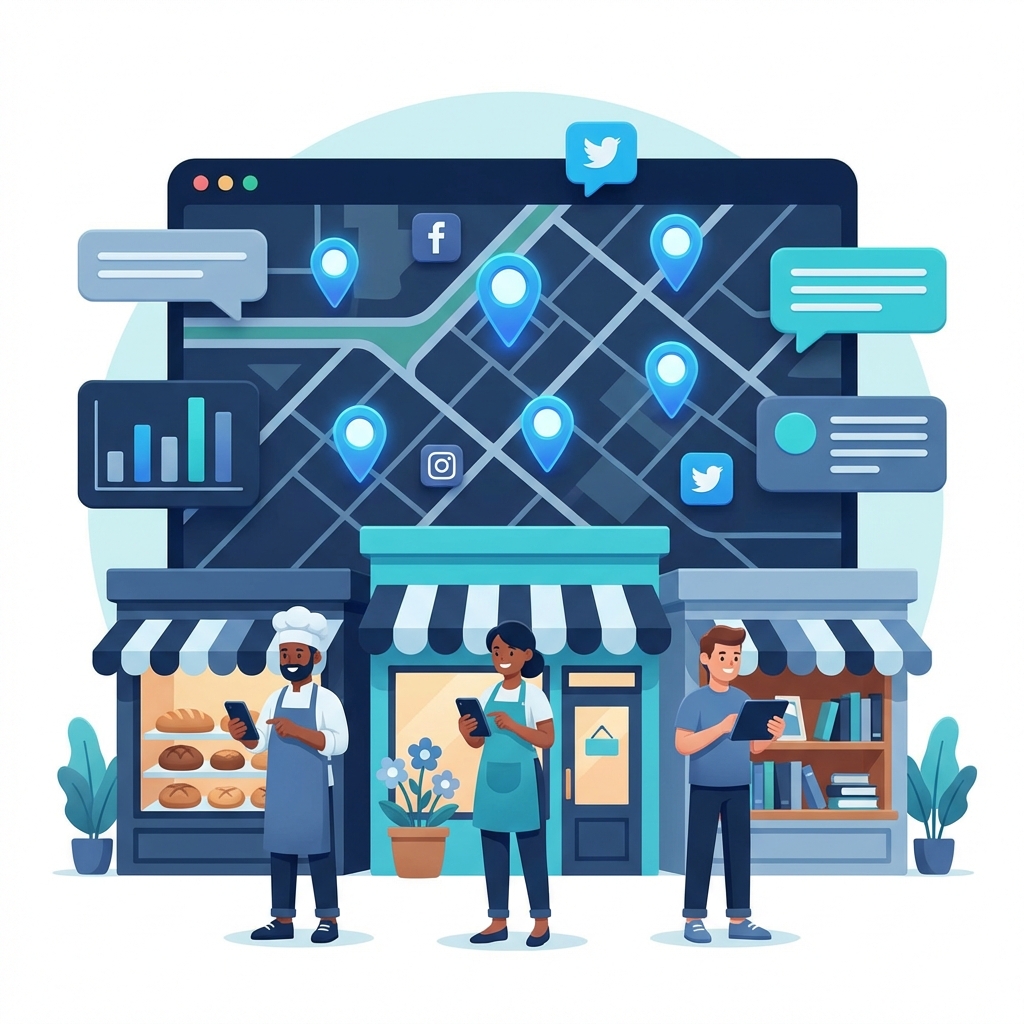 Local business online growth illustration