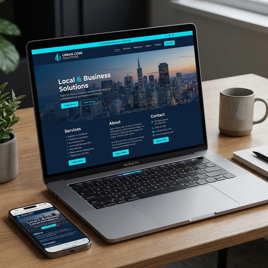 Webino responsive website mockup on devices